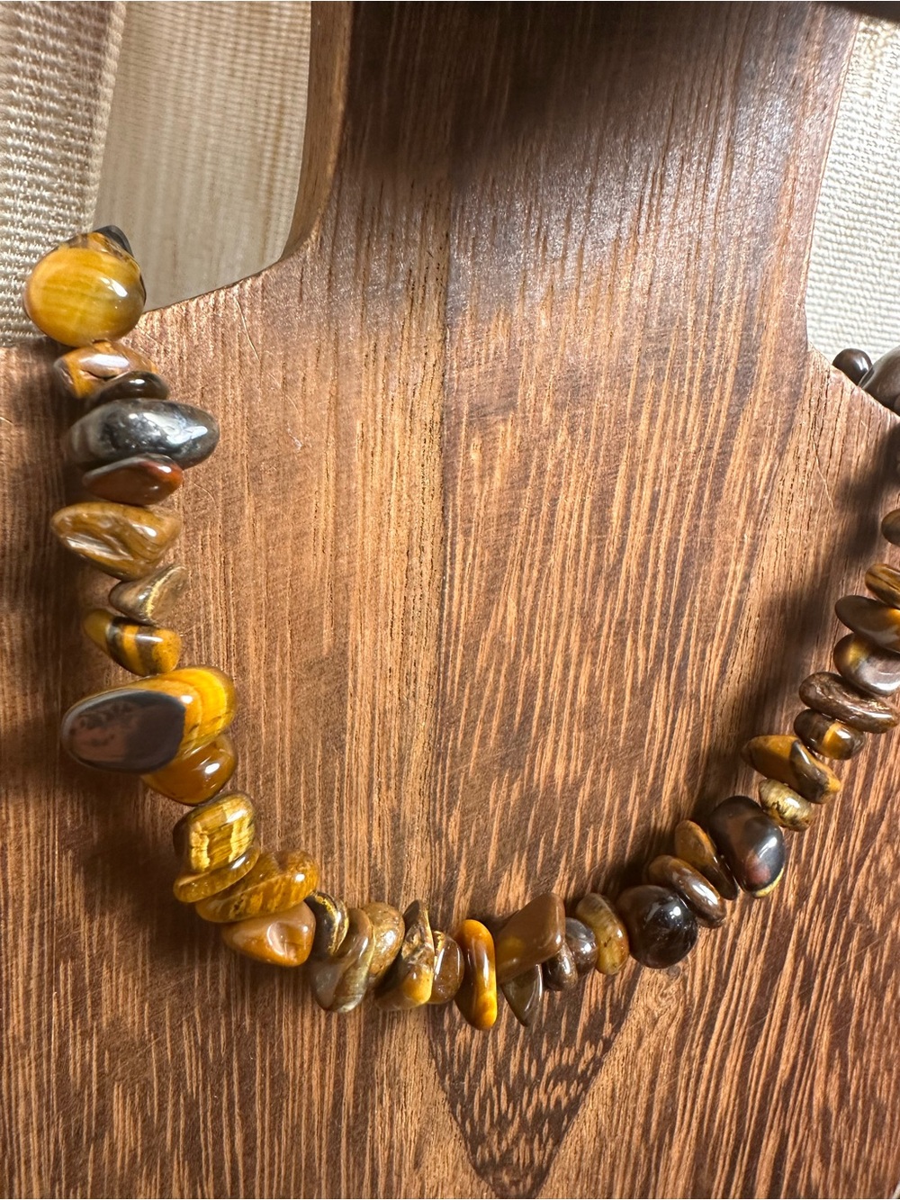 Tiger Eye Chip Necklace in Brown and Gold - Picture 9 of 9